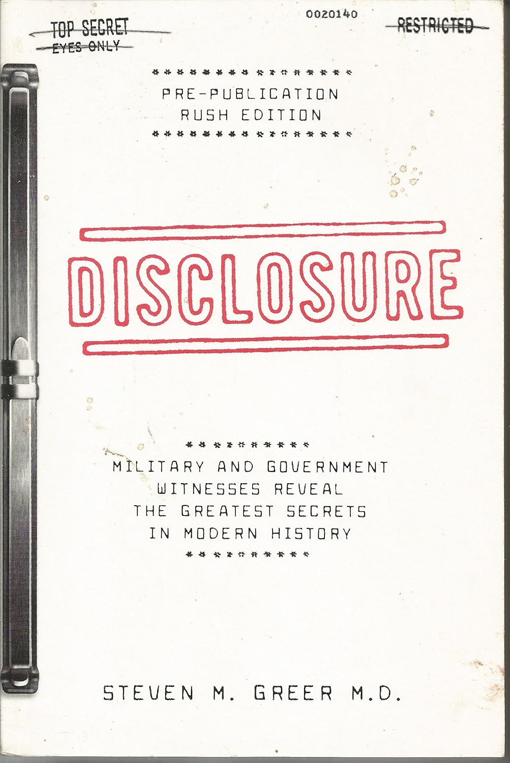 Disclosure by Steven M. Greer book cover - military and government witnesses on UAP