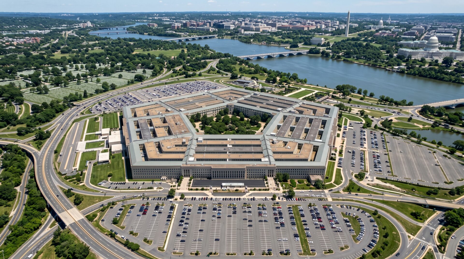 Aerial view of the Pentagon building in Arlington, Virginia — headquarters of the U.S. Department of Defense