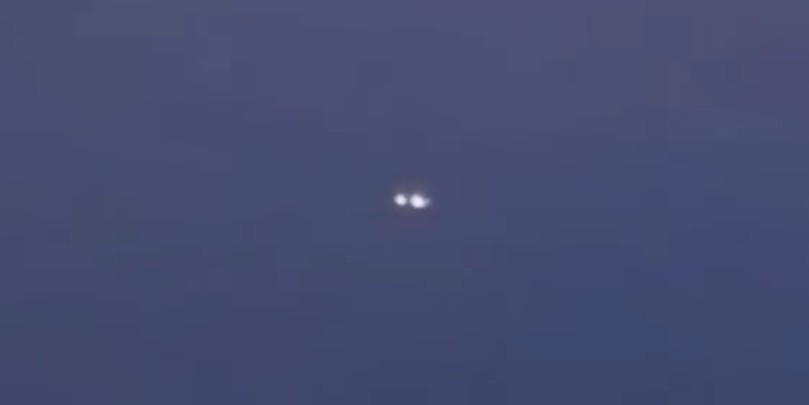 Two bright lights photographed in the night sky over New Jersey during the 2024 drone sightings